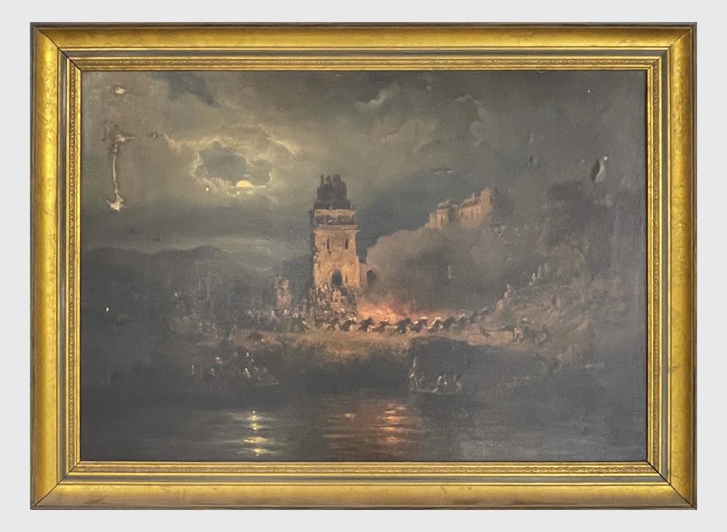 19THC. OIL / CANVAS "NIGHT OF MEPHISTO" SGND INDISTINCTLY (21" X 32 1/4") (1 of 10)
