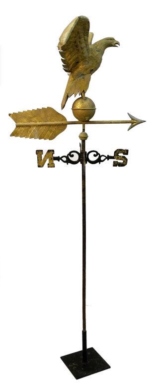 LATE 19THC. EAGLE WEATHERVANE, ORIG. DIRECTIONALS 74" TALL X 28" WIDE (1 of 6)