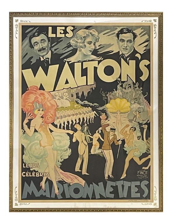 LES WALTON'S MARIONETTES 1930 LITHOGRAPHIC POSTER BY EMILE FINOL INC. JOSEPHINE BAKER, HAROLD LLOYD (1 of 5)