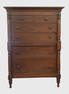 SOLID WALNUT 6 DR. SHERATON /EMPIRE TALL CHEST C.1845, SPLIT COLUMNS IN FIRST FINISH, UNTOUCHED AND