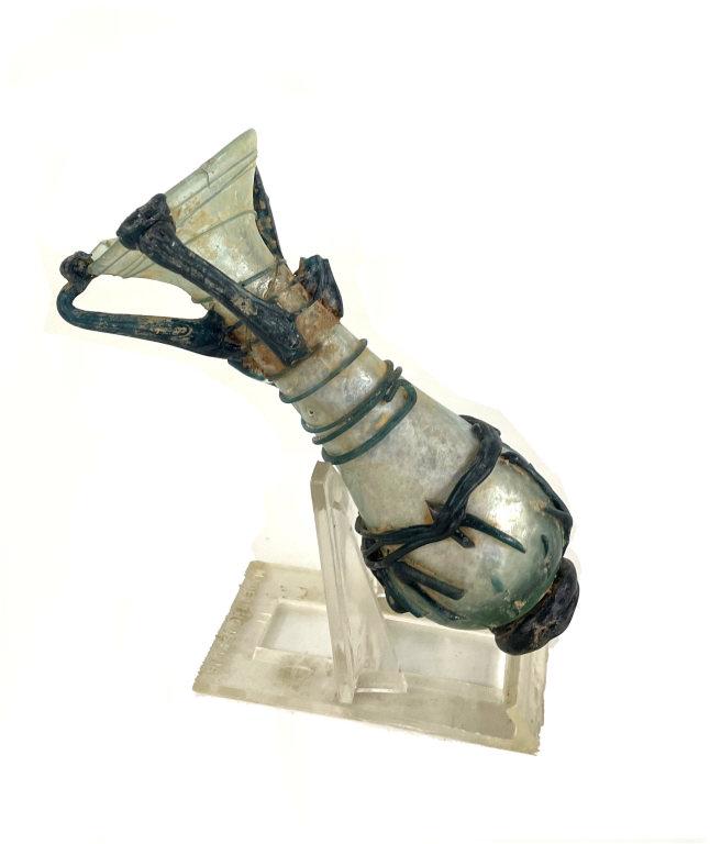 MEDITERRANEAN OR ROMAN GLASS VIAL, 500AD CERTIFICATE OF AUTHENTICITY 4 1/2" LONG DMG & REPAIR (1 of 11)