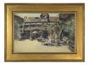 F. HOPKINSON SMITH WATERCOLOR : THE COURTYARD OF THE MAMOUSET INN OF WILLIAM THE CONQUEROR" 24" X