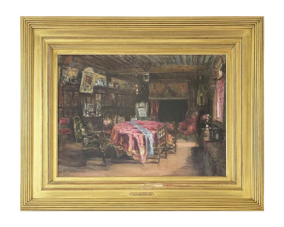 F. HOPKINSON SMITH WATERCOLOR OF THE INTERIOR OF THE MARMOUSET INN, WILLIAM THE CONQUEROR (20" X (1 of 7)