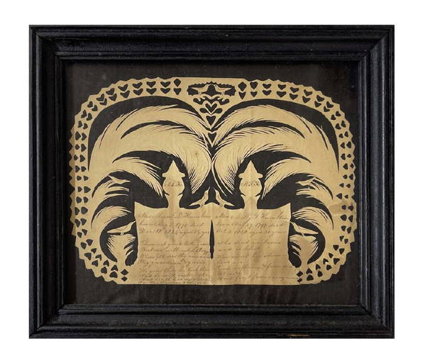 DOUBLE SCISSOR CUT PAPER MEMORIAL, 1824 ABIGAIL & MOLLY KNOWLTON (7 1/4