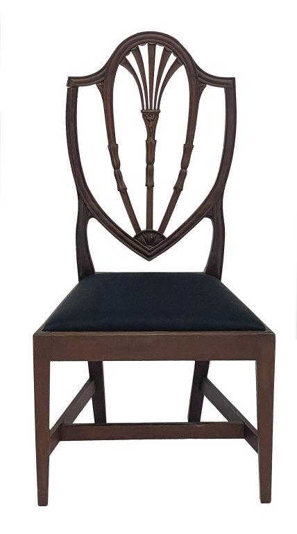 C. 1800 AMERICAN SHIELD BACK HEPPLEWHITE CHAIR 39" X 20 3/4" X 16 1/2" (1 of 8)