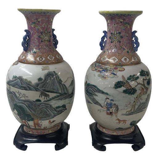 PR OF CHINESE VASES PROVENANCE MARIE WHITNEY ANTIQUES, SCENIC