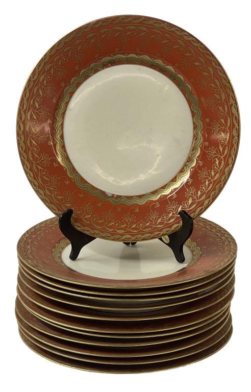 SET OF 12 AUSTRIAN SERVICE PLATES 9 3/4" DIAM RETAILED BY OVINGTON BROS. , NY (1 of 4)