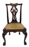 CHIPPENDALE DIAMOND BACK CHAIR W/ BALL & CLAW FEET CARVED KNEES & SHAPED CREST RAIL