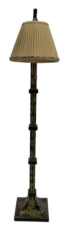 BAMBOO PAINT DECORATED GOOSE NECK FLOOR LAMP 61" TALL (1 of 7)
