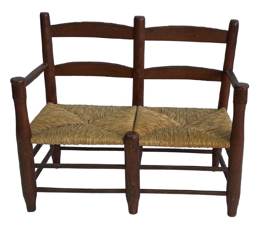 19THC. WAGON SEAT IN ORIGINAL RED PAINT 30 1/2" TALL X 34 1/2" WIDE (1 of 5)