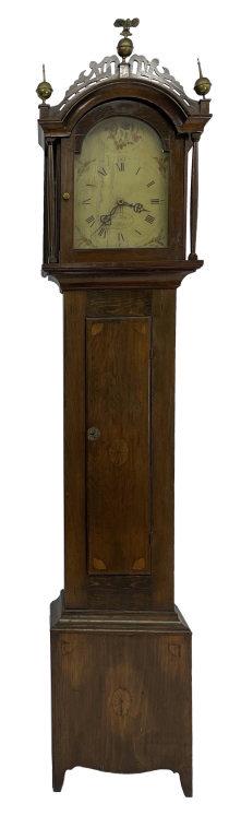 AMER. INLAID TALL CASE CLOCK W/ ROXBURY STYLE CASE WITH WOODEN WORKS BY ALEXANDER TARBELL WILLARD, (1 of 9)