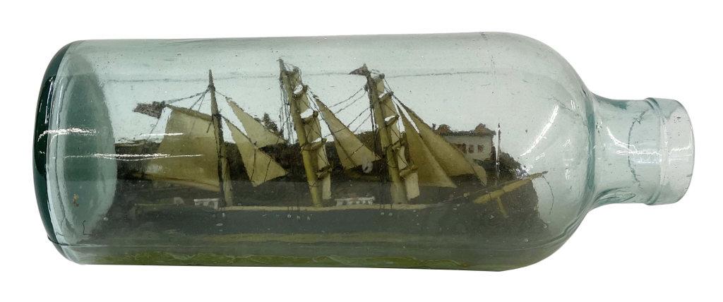 SHIP IN A BOTTLE 13" LONG X 5" DIAM: SHIP IN A BOTTLE 13" LONG X 5" DIAM
