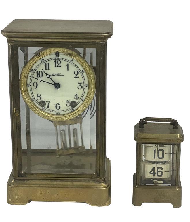 2 CLOCKS, SETH THOMAS CRYSTAL REGULATOR & ANSONIA PLATO DIGITAL FLIP CLOCK, GLASS GOOD ON BOTH, BOTH (1 of 9)