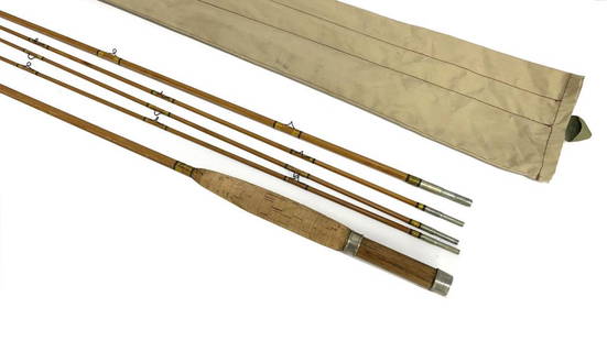 HL LEONARD SPLIT BAMBOO FLY ROD W/ 3 TIPS MADE BY LEONARD MILLS- 9', 8' & 8' 9" WITH ORVIS CASE: HL LEONARD SPLIT BAMBOO FLY ROD W/ 3 TIPS MADE BY LEONARD MILLS- 9', 8' & 8' 9" WITH ORVIS CASE