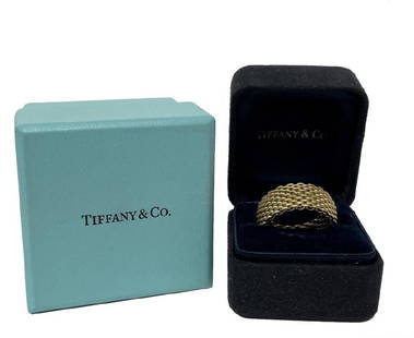 TIFFANY & CO. 18KT YELLOW GOLD MESH BAND 9.1 DWT, SIZE 8: TIFFANY & CO. 18KT YELLOW GOLD MESH BAND 9.1 DWT, SIZE 8