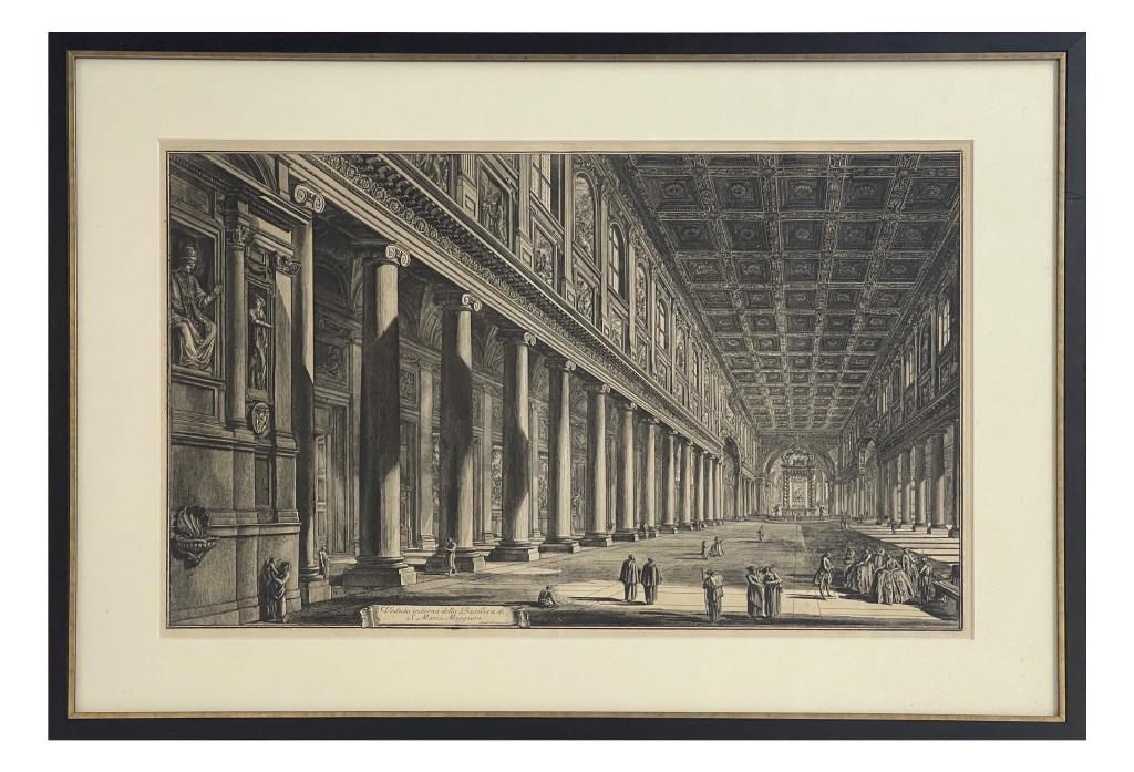 PIRANISI ENGRAVING "VEDUTA INTERNA DELLA BASILICA DI S. MARIA MAGGIORE" PLATE SIZE 17" X 27" (1 of 8)