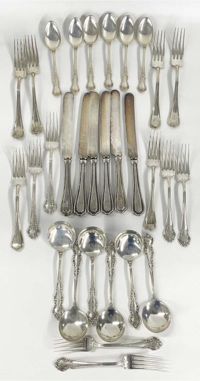 STERLING SILV FLATWARE INC. 6 REED & BARTON KNIVES & FORKS, 6 REED & BARTON LA TESSE FORKS, 6 GORHAM (1 of 15)