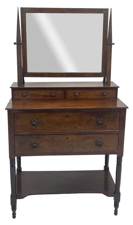 GOTHIC INSPIRED AMER. LATE FEDERAL DRESSING TABLE WITH INLAY (62" TALL X 34" X 19" ) (1 of 5)