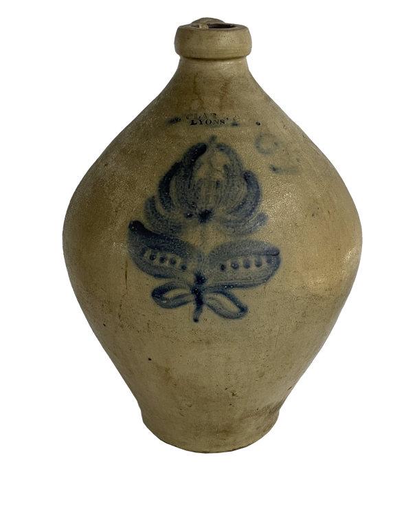 LYONS N. CLARK OVOID JUG WITH COBALT BLUE FLOWER 2 GALLON (1 of 9)