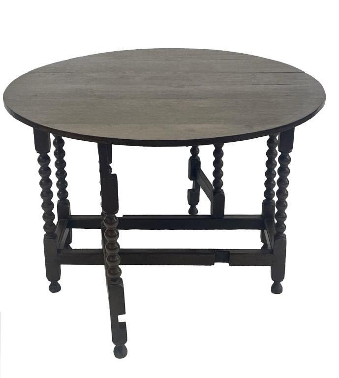 SAUSAGE TURNED GATE LEG TABLE 28 3/4" TALL X 49" LONG X 42" WIDE (17" CLOSED) (1 of 7)