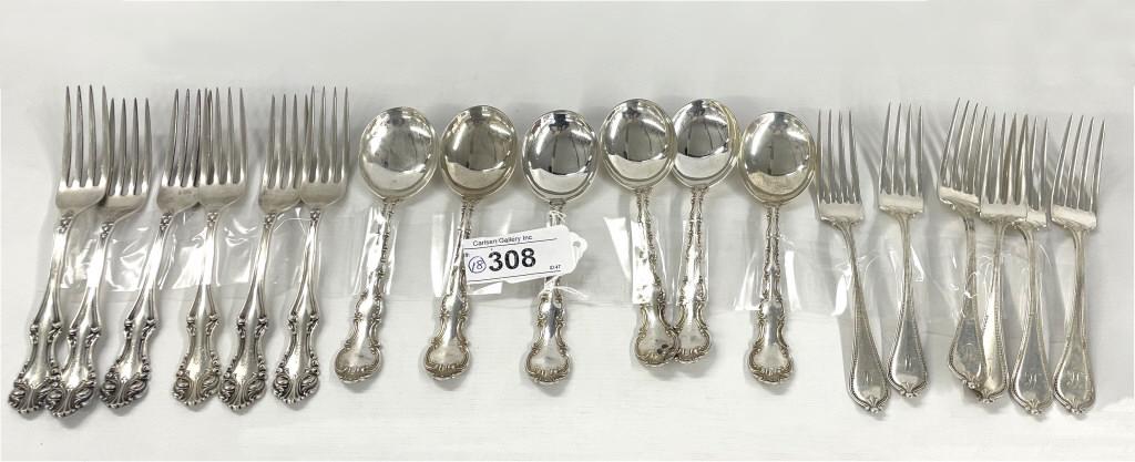 18PC. STERLING INC. 6 FRANK SMITH FORKS, 6 TOWLE FORKS, 6 MYATA CREAM SOUPS (APPROX. 24.6 TROY OZ: 18PC. STERLING INC. 6 FRANK SMITH FORKS, 6 TOWLE FORKS, 6 MYATA CREAM SOUPS (APPROX. 24.6 TROY OZ