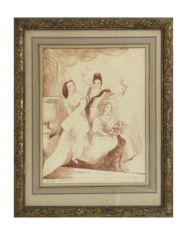 MARIE LAURENCIN ORIGINAL LITHOGRAPH LIMITED EDIT. 32/60 PENCIL SGND & NUMBERED "LECOURONNEMENT DU (1 of 6)