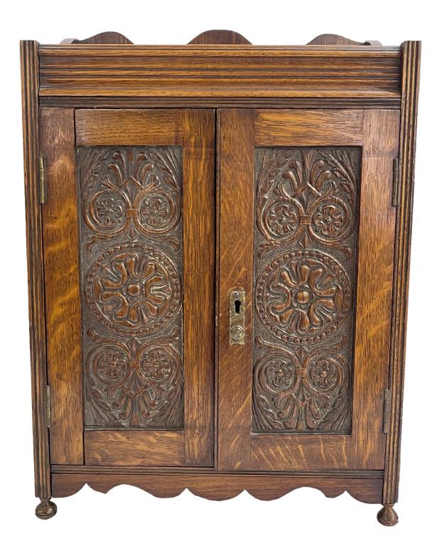 PIPE CABINET WITH TWO CARVED PANEL DOORS 18" X 13" X 6 1/2" DEEP: PIPE CABINET WITH TWO CARVED PANEL DOORS 18" X 13" X 6 1/2" DEEP