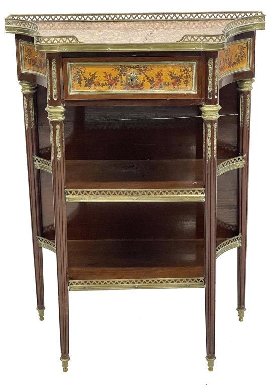 FRENCH ORMOLU MOUNTED MARBLE TOP ETAGERE TIGHT LINE (35" X 26" X 13" ) (1 of 6)