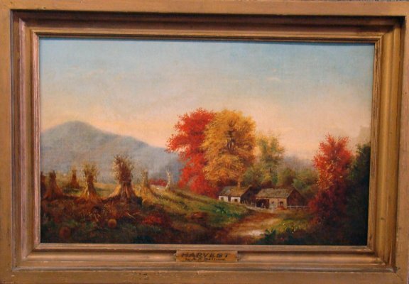Oil On Canvas "Harvest" Signed In Verso A.F. Bello: Oil On Canvas "Harvest" Signed In Verso A.F. Bellows, 9 3/4" X 15 1/4"
