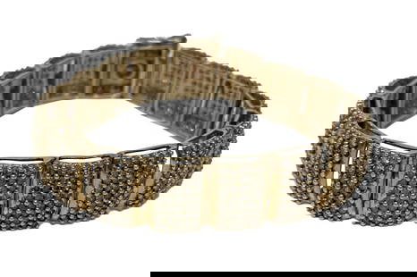 10KT GOLD AND DIAMOND LINK BRACELET, 19 DWT: 10KT GOLD AND DIAMOND LINK BRACELET, 19 DWT