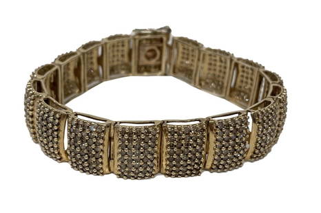 10KT GOLD AND DIAMOND LINK BRACELET, 19 DWT: 10KT GOLD AND DIAMOND LINK BRACELET, 19 DWT