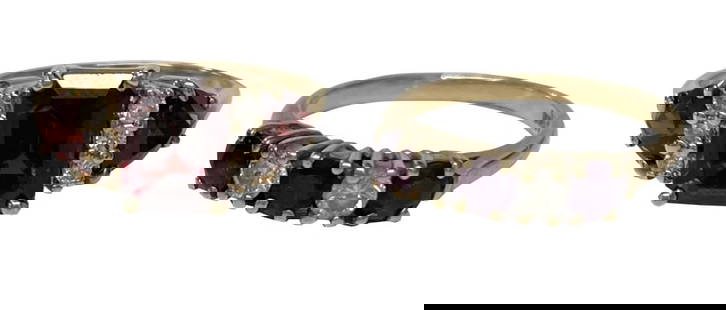EMERALD CUT RUBY & DIAMOND RING &RUBY & DIAM. BAND BOTH SET IN 14KT YELLOW GOLD APPROX. 3.4 DWT: EMERALD CUT RUBY & DIAMOND RING &RUBY & DIAM. BAND BOTH SET IN 14KT YELLOW GOLD APPROX. 3.4 DWTThese rings measure approx. a 5 ½ ring size Both rings are marked 14Kt. Please note we are
