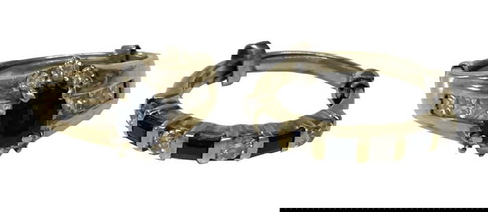DIAMOND & SAPPHIRE RING AND BAND BOTH SET IN 14KT YELLOW GOLD APPROX. 5.1 DWT: DIAMOND & SAPPHIRE RING AND BAND BOTH SET IN 14KT YELLOW GOLD APPROX. 5.1 DWT