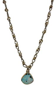 14KT YELLOW GOLD 16" CHAIN W/ BOULDER OPAL PENDANT CLIP ON (9.2 TOTAL DWT) 6.6 CHAIN ONLY: 14KT YELLOW GOLD 16" CHAIN W/ BOULDER OPAL PENDANT CLIP ON (9.2 TOTAL DWT) 6.6 CHAIN ONLY