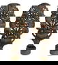 PR OF PAINTED TOLE FIREPLACE GARNITURES IN THE FORM OF AN URN OF FLOWERS (21" & 21 1/2" TALL)