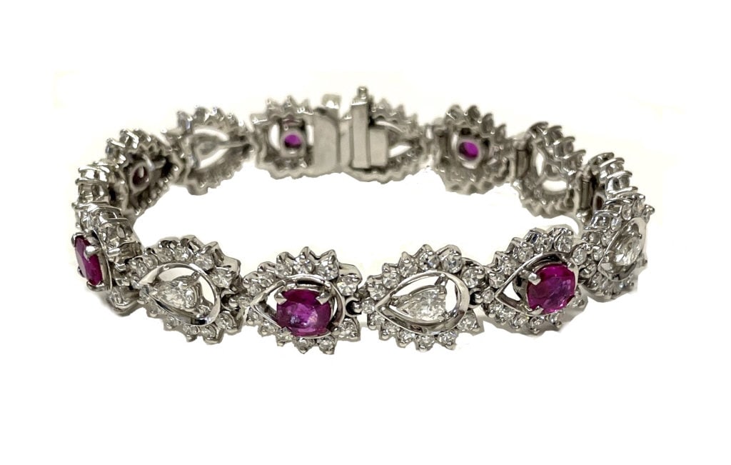 DIAMOND & RUBY BRACELET IN WHITE GOLD 6 1/2" LONG (14.7 DWT) (1 of 3)