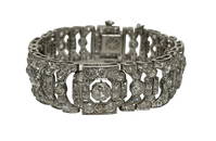 ART DECO STYLE DIAMOND & PLATINUM BRACELET APPROX. 10 -12 TOTAL CARAT WEIGHT