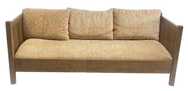 VINTAGE CONTEMPORARY STICKLEY SOFA W/ 3 CUSHION BACK (30" TALL X 76 3/4" LONG X 32 1/4" DEEP): VINTAGE CONTEMPORARY STICKLEY SOFA W/ 3 CUSHION BACK (30" TALL X 76 3/4" LONG X 32 1/4" DEEP)