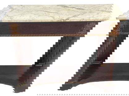 NY STENCILE DECORATED PIER TABLE REPLACED MARBLE (31" X 40" X 17 1/2"): NY STENCILE DECORATED PIER TABLE REPLACED MARBLE (31" X 40" X 17 1/2")