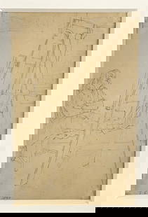 PENCIL ON PAPER, "THE ARTIST NAPPING" DATED 1840 OCT. UNSIGNED (6 1/4" X 4" SITE SIZE): PENCIL ON PAPER, "THE ARTIST NAPPING" DATED 1840 OCT. UNSIGNED (6 1/4" X 4" SITE SIZE)