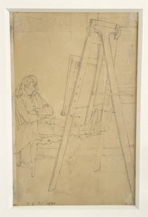 PENCIL ON PAPER, "THE ARTIST NAPPING" DATED 1840 OCT. UNSIGNED (6 1/4" X 4" SITE SIZE): PENCIL ON PAPER, "THE ARTIST NAPPING" DATED 1840 OCT. UNSIGNED (6 1/4" X 4" SITE SIZE)