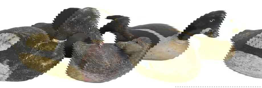 4 DUCK DECOYS INC. BLUFFERHEAD, MERGANSER & PREENING, LARGEST 18 3/4" LOMG: 4 DUCK DECOYS INC. BLUFFERHEAD, MERGANSER & PREENING, LARGEST 18 3/4" LOMG