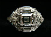 10: Ladies Platinum Asscher Cut Diamond Ring With Diamo