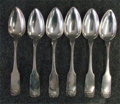 Six Coin Silver Spoons By R.W. Wilson, Phila: Six Coin Silver Spoons By R.W. Wilson, Philadelphia
