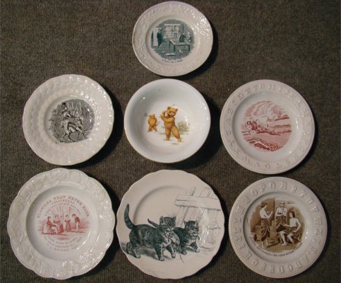Six Child's Plates & Teddy Bowl Including Mintons : Six Child's Plates & Teddy Bowl Including Mintons & Allertons