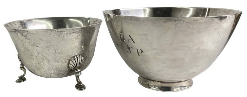 2 STERLING SILVER BOWLS, 1- TIFFANY & 1 FISHER FISHER IS FOOTED 6" DIAM X 3 3/4" TALL APPROX. 19.7: 2 STERLING SILVER BOWLS, 1- TIFFANY & 1 FISHER FISHER IS FOOTED 6" DIAM X 3 3/4" TALL APPROX. 19.7 TROY OZ