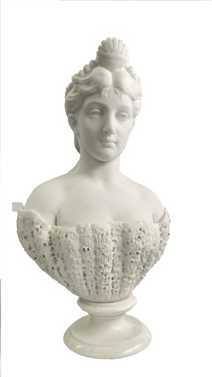 LARKIN GOLDSMITH MEAD MARBLE BUST "VENEZIA" NEO CLASSICAL (1835 - 1910) 25 1/2" TALL INC. SOCLE 15 (1 of 12)