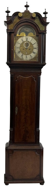 18THC. WYKE & GREEN , LIVERPOOL TALL CASE CLOCK GLASS BONNET PANELS & MOON PHASE DIAL, WORKING  (95" (1 of 6)