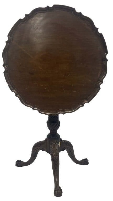 PERIOD CHIPPENDALE BIRD CAGE TILT TOP CANDLESTAND TEA TABLE 30" X 26 1/2" (1 of 7)