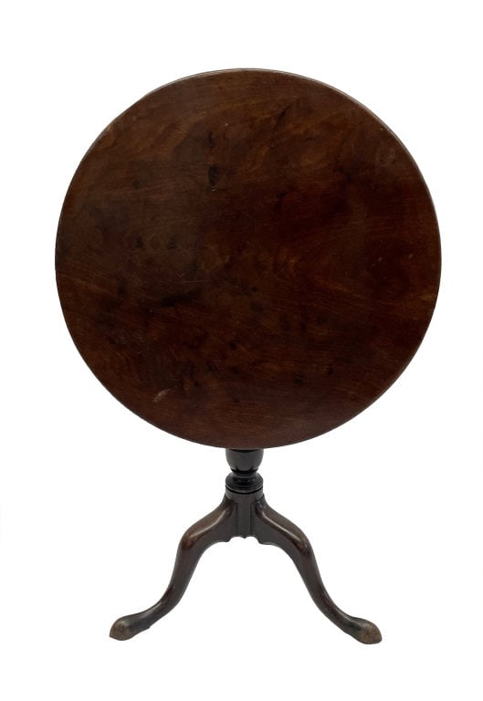 18THC. DIMINUTIVE TEA TABLE IN PLUM PUDDING MAHOG. 28" X 25 3/4" DIAM (1 of 5)